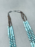 Native American Stunning Navajo Turquoise Disc Sterling Silver Heishi Necklace-Nativo Arts