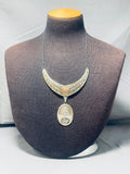 Thomas Signed Vintage Native American Navajo Turquoise Sterling Silver Necklace-Nativo Arts