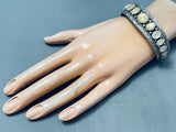 Amazing Vintage Native American Navajo Yellow Pearl Sterling Silver Bracelet-Nativo Arts