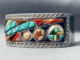 Best Vintage Native American Navajo Victor Moses Begay Turquoise Inlay Sterling Silver Bracelet