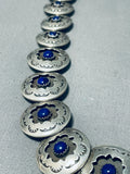 Statement Vintage Native American Navajo Lapis Sterling Silver Shadowbox Pillow Necklace-Nativo Arts