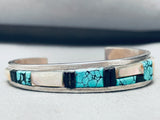 Native American 6.5 Inch Wrist Vintage Charles Bowie Inlay Turquoise Sterling Silver Bracelet-Nativo Arts