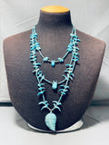 One Of The Best Ever Vintage Navajo Fetish Bird Turquoise Necklace-Nativo Arts