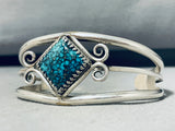 Classic Native American Navajo Spiderweb Turquoise Sterling Silver Bracelet-Nativo Arts
