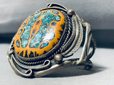 Gasp! Walnut Wood Inlaid Turquoise Vintage Native American Navajo Sterling Silver Bracelet-Nativo Arts