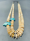 Offset Turquoise Bears!! Vintage Santo Domingo Sterling Silver Shell Necklace-Nativo Arts