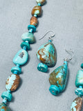 Chunky Vintage Native American Navajo Royston Turquoise Sterling Silver Necklace Earring Set