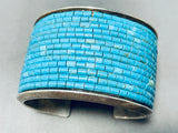 One Of The Best Vintage Native American Navajo Turquoise Rows Sterling Silver Bracelet-Nativo Arts