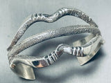 Unique Textured Vintage Native American Navajo Sterling Silver Bracelet Cuff-Nativo Arts