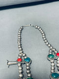 Gasp! Green Turquoise Vintage Native American Navajo Sterling Silver Squash Blossom Necklace-Nativo Arts