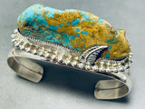 Protruding Turquoise!! Vintage Native American Navajo Sterling Silver Bracelet Old-Nativo Arts