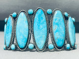 One Of Best Mid Century Vintage Native American Navajo Long Turquoise Sterling Silver Bracelet-Nativo Arts