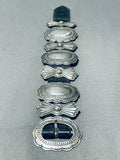 Huge Concho Belt Bracelet!!! Vintage Native American Navajo Hand Tooled Sterling Silver-Nativo Arts