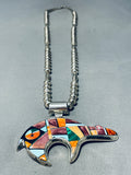 Important Vintage Native American Navajo Brownbear Inlay Turquoise Sterling Silver Necklace-Nativo Arts