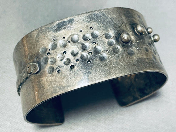 Dimples!! Hand Wrought Vintage Native American Navajo Sterling Silver Bracelet-Nativo Arts