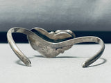 Flower And Lapis!! Vintage Native American Navajo Sterling Silver Bracelet Old-Nativo Arts
