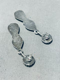 Marvelous Vintage Native American Navajo Blue Gem Turquoise Sterling Silver Earrings-Nativo Arts