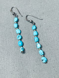 Very Long Vintage Native American Navajo Turquoise Nugget Sterling Silver Earrings-Nativo Arts