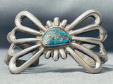 Important Vintage Native American Navajo Pilot Mountain Turquoise Sterling Silver Bracelet-Nativo Arts