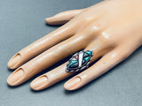 One Of The Coolest Hand Carved Stones Vintage Native American Zuni Inlay Ring-Nativo Arts