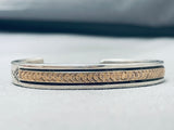 Excellent Vintage Native American Navajo Sterling Silver And 14k Gold Bracelet-Nativo Arts