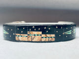 7.5 Inch Vintage Native American Navajo Space Inlay Sterling Silver Turquoise Bracelet-Nativo Arts