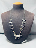 Super Intricate Vintage Native American Navajo Sterling Silver Horse Necklace-Nativo Arts