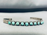 Sparkling Vintage Native American Zuni Blue Gem Turquoise Sterling Silver Bracelet-Nativo Arts