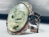 Very Rare 95 Gram Vintage Prehnite Sterling Silver Heavy Bracelet Cuff-Nativo Arts
