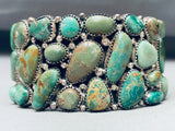 Jamie Kee 116 Grams Vintage Native American Navajo Green Turquoise Sterling Silver Bracelet-Nativo Arts