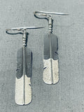 Excellent Vintage Native American Navajo Sterling Silver Feather Earrings-Nativo Arts