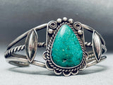 Rare Vintage Native American Navajo Carico Lake Turquoise Sterling Silver Bracelet-Nativo Arts