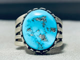 Stunning Vintage Native American Navajo Blue Sky Turquoise Sterling Silver Ring-Nativo Arts