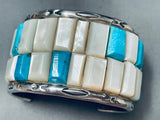 6 Inch Wrist Vintage Native American Navajo Heavy Inlay Turquoise Sterling Silver Bracelet-Nativo Arts