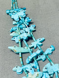 One Of The Most Intricate Vintage Native American Zuni Turquoise Fetish Sterling Silver Necklace-Nativo Arts