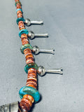 Gasp! Native American Navajo Turquoise Sterling Silver Spiny Oyster Squash Blossom Necklace-Nativo Arts