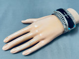 Important Vintage Francisco Gomez Turquoise Onyx Inlay Sterling Silver Bracelet