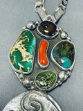 Native American One Of He Best Santo Domingo Damale Turquoise Sterling Silver Necklace-Nativo Arts