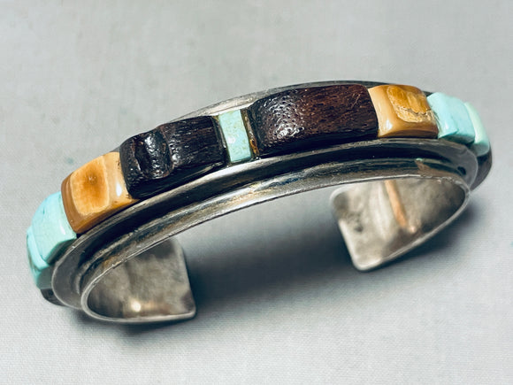 Contemporist Vintage Native American Navajo Ironwood Inlay Sterling Silver Bracelet-Nativo Arts