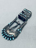 Rare Early Vintage Navajo Turquoise Sterling Silver Ranger Buckle Set Old-Nativo Arts