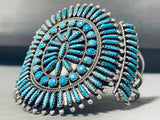 One Of The Most Intricate Vintage Native American Zuni Turquoise Sterling Silver Bracelet-Nativo Arts