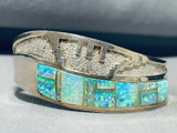 6.5 Inch Wrist Vintage Native American Navajo Opal Sterling Silver Inlay Bracelet-Nativo Arts