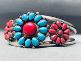 Incredible Vintage Native American Navajo Turquoise Cluster Sterling Silver Bracelet-Nativo Arts