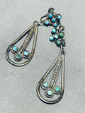Early Vintage Native American Zuni Turquoise Snake Eyes Sterling Silver Earrings Old-Nativo Arts