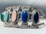 Butterfly Concho Vintage Native American Navajo Turquoise Lapis Sterling Silver Bracelet-Nativo Arts