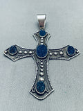 Huge Spiderweb Native American Navajo Sterling Silver Cross Pendant-Nativo Arts