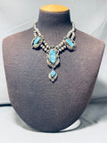 One Of The Best Vintage Native American Navajo Bisbee Turquoise Sterling Silver Necklace-Nativo Arts