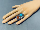 Best Vintage Native American Navajo Blue Diamond Turquoise Coral Sterling Silver Ring-Nativo Arts