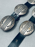 Detailed Handmade Vintage Native American Navajo Sterling Silver Segmented Concho Belt-Nativo Arts