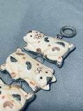 Happy Kitty Cat!! Vintage Sterling Silver Clasp Bracelet-Nativo Arts